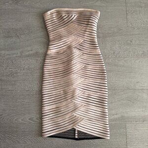 BCBGMAXAZRIA Strapless Bandage Dress Champagne Size 0 Bodycon